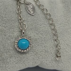 Lia Sophia Blue Rhinestone "CANDY DOTS" Pendant Necklace 19"